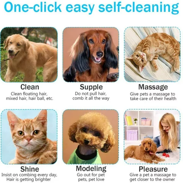 Pet Supply Self Cleaning Dog Brush & Cat Brush, Pet Grooming Brush and Comb Pet Hair Deshedding Brush Tool for Dogs and Cats with Short to Long Hair