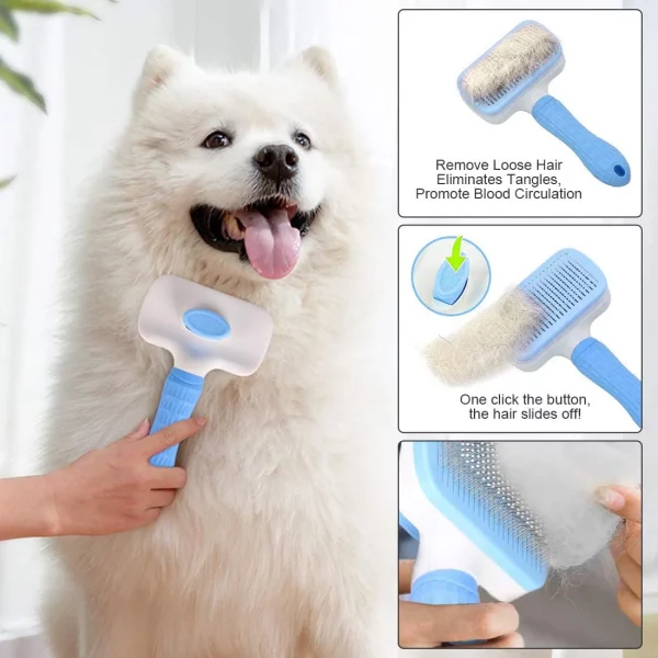 Pet Supply Self Cleaning Dog Brush & Cat Brush, Pet Grooming Brush and Comb Pet Hair Deshedding Brush Tool for Dogs and Cats with Short to Long Hair