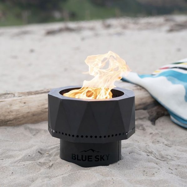 Blue Sky Outdoor Living Ridge Portable Steel Smokeless Fire Pit with Carrying Bag, Firewood and/or Wood Pellet Burning