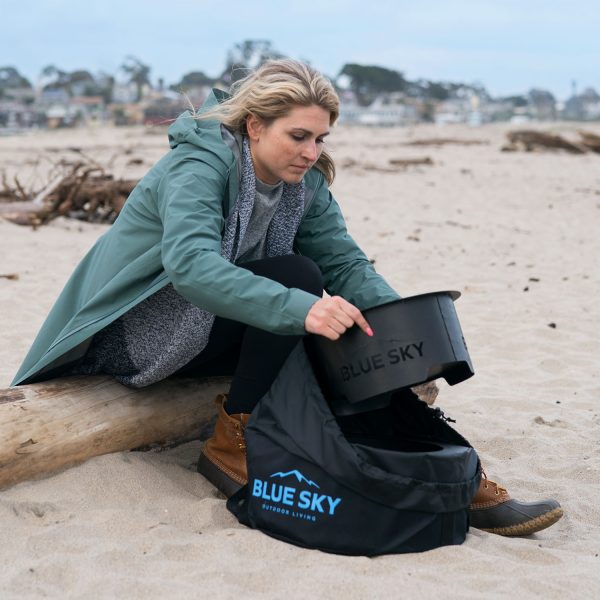 Blue Sky Outdoor Living Ridge Portable Steel Smokeless Fire Pit with Carrying Bag, Firewood and/or Wood Pellet Burning
