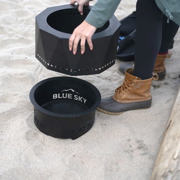 Blue Sky Outdoor Living Ridge Portable Steel Smokeless Fire Pit with Carrying Bag, Firewood and/or Wood Pellet Burning