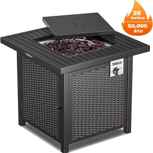 TACKLIFE Outdoor Heating, Propane Fire Pit Table, 28in 50,000 BTU - GFP01