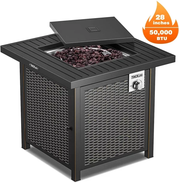 TACKLIFE Outdoor Heating, Propane Fire Pit Table, 28in 50,000 BTU - GFP01