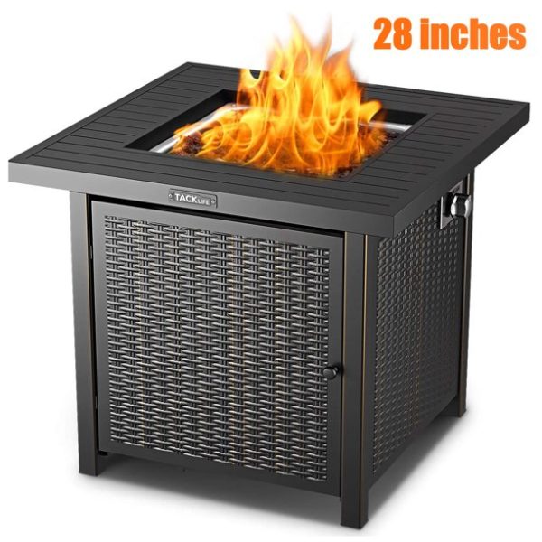 TACKLIFE Outdoor Heating, Propane Fire Pit Table, 28in 50,000 BTU - GFP01