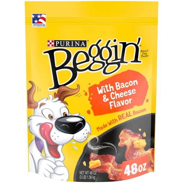 Purina Beggin' Bacon & Cheese Flavor Treats for Dogs, 48 oz Pouch