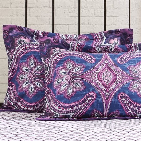 Mainstays Purple Medallion 8 Piece Bed in a Bag Comforter Set With Sheets, Queen