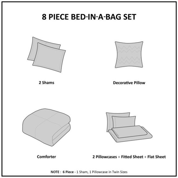 Mainstays Purple Medallion 8 Piece Bed in a Bag Comforter Set With Sheets, Queen