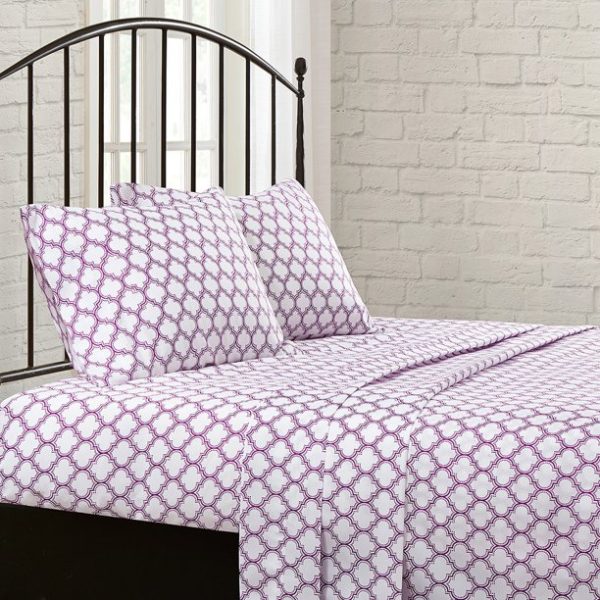 Mainstays Purple Medallion 8 Piece Bed in a Bag Comforter Set With Sheets, Queen