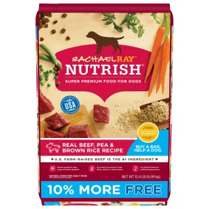 Rachael Ray Nutrish Natural Premium Dry Dog Food, Real Beef, Pea, & Brown Rice Recipe, 15.4 Lbs
