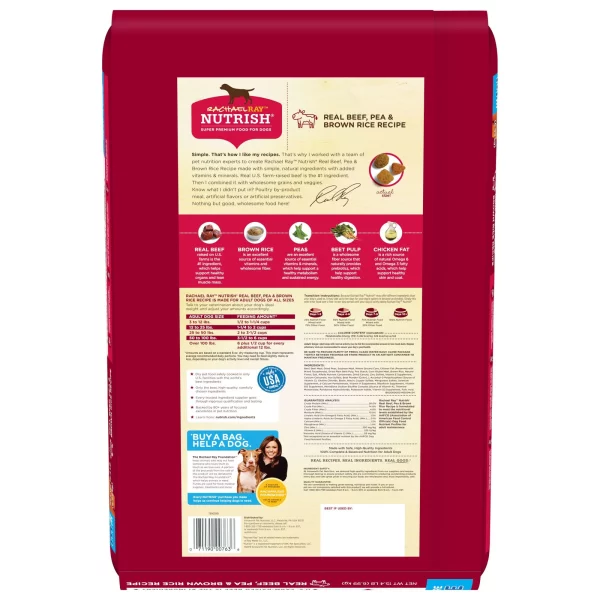 Rachael Ray Nutrish Natural Premium Dry Dog Food, Real Beef, Pea, & Brown Rice Recipe, 15.4 Lbs