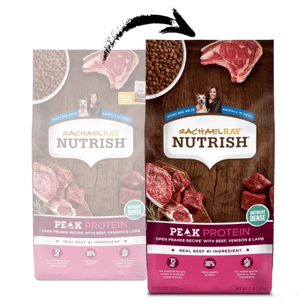 Rachael Ray Nutrish PEAK Protein Open Prairie Recipe With Beef, Venison & Lamb, Dry Dog Food, 4 lb. Bag