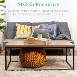 Rectangular Wood Grain Top Coffee Table Image 2