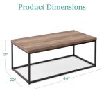 Best Choice Products 44in Rustic Modern Industrial Style Rectangular Wood Grain Top Coffee Table w/ 1.25in Top - Brown