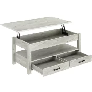 Rolanstar Coffee Table Lift Top with Drawers for Living Room,Gray