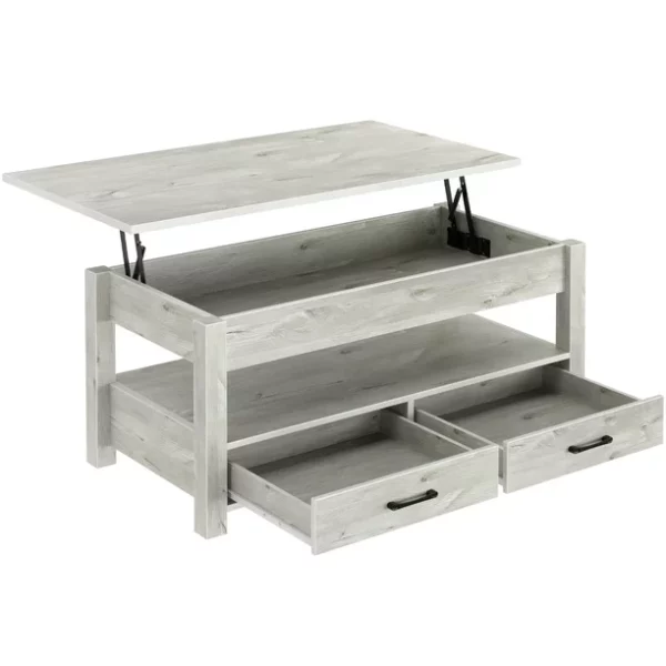 Rolanstar Coffee Table Lift Top with Drawers for Living Room,Gray