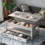 Rolanstar Coffee Table Lift Top with Drawers for Living Room,Gray