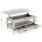 Rolanstar Coffee Table Lift Top with Drawers for Living Room,Gray