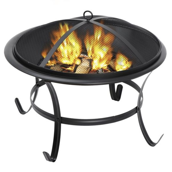 Segawe 22" Round Wood Painted Finish Metal and Pine Fire Pit