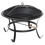 Segawe 22" Round Wood Painted Finish Metal and Pine Fire Pit
