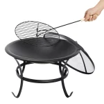 Segawe 22" Round Wood Painted Finish Metal and Pine Fire Pit