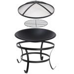 Segawe 22" Round Wood Painted Finish Metal and Pine Fire Pit