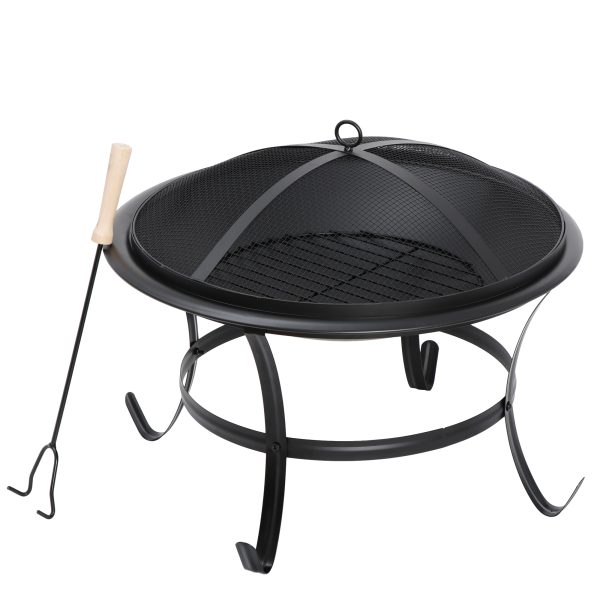 Segawe 22" Round Wood Painted Finish Metal and Pine Fire Pit
