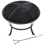 Segawe 22" Round Wood Painted Finish Metal and Pine Fire Pit