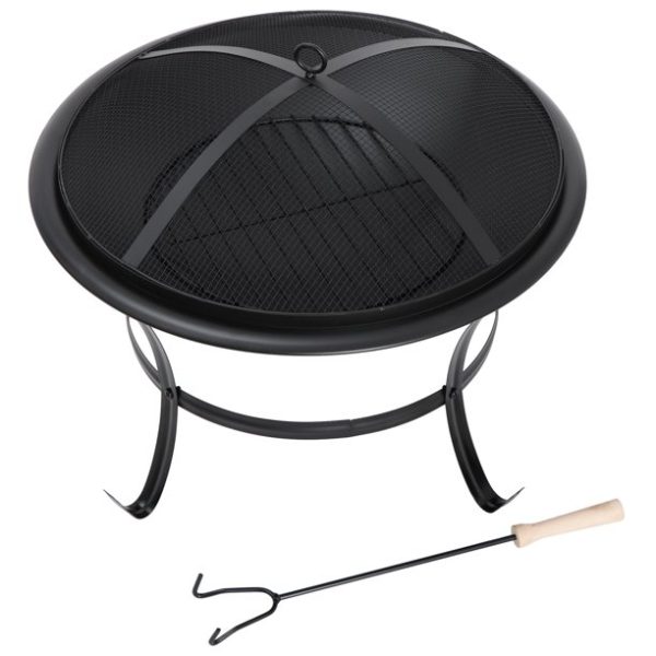 Segawe 22" Round Wood Painted Finish Metal and Pine Fire Pit