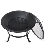 Segawe 22" Round Wood Painted Finish Metal and Pine Fire Pit