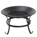 Segawe 22" Round Wood Painted Finish Metal and Pine Fire Pit