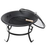 Segawe 22" Round Wood Painted Finish Metal and Pine Fire Pit