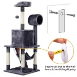 SMILE MART 51" Cat Tree with Hammock and Scratching Post Tower, Dark Gray