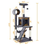 SMILE MART 51" Cat Tree with Hammock and Scratching Post Tower, Dark Gray