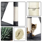SMILE MART 51" Cat Tree with Hammock and Scratching Post Tower, Dark Gray