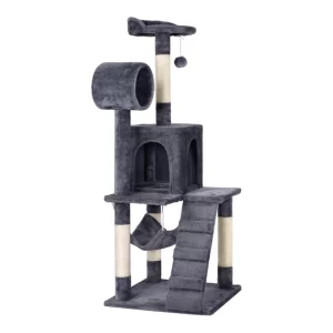 SMILE MART 51 Cat Tree with Hammock and Scratching Post Tower, Dark Gray img 2
