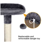 SMILE MART 51" Cat Tree with Hammock and Scratching Post Tower, Dark Gray
