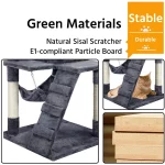 SMILE MART 51" Cat Tree with Hammock and Scratching Post Tower, Dark Gray
