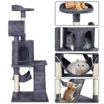 SMILE MART 51" Cat Tree with Hammock and Scratching Post Tower, Dark Gray