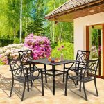 SOLAURA Outdoor Patio Stackable Wrought Iron Dining Chairs Set of 4- Black