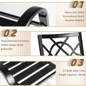 SOLAURA Outdoor Patio Stackable Wrought Iron Dining Chairs Set of 4- Black img 7