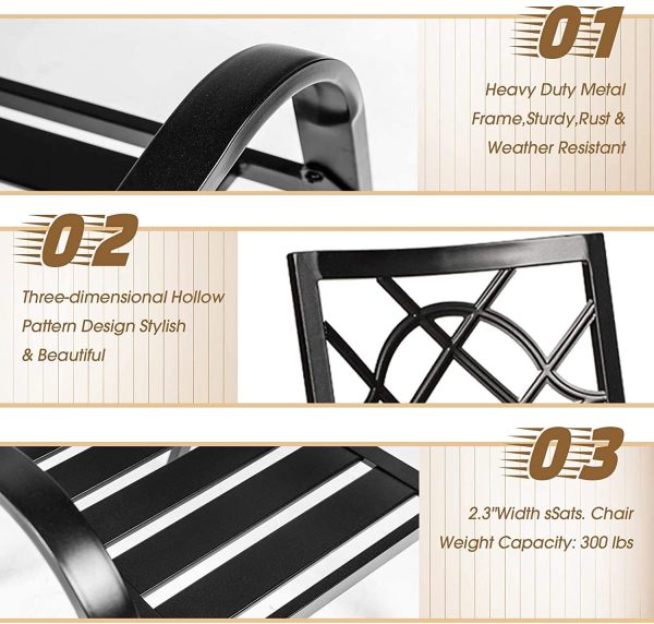 SOLAURA Outdoor Patio Stackable Wrought Iron Dining Chairs Set of 4- Black