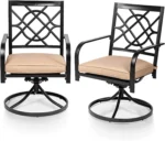 SUNCROWN Patio Metal Swivel Rocker Chairs Outdoor Dining Chairs with Cushions (Set of 2 )