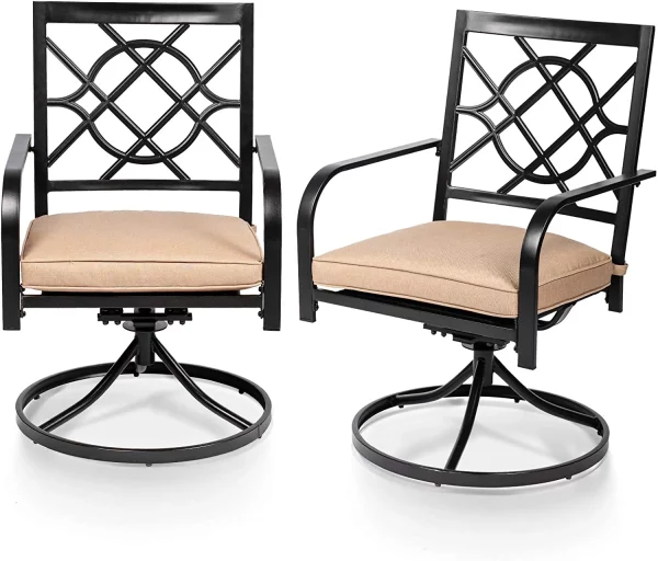 SUNCROWN Patio Metal Swivel Rocker Chairs Outdoor Dining Chairs with Cushions (Set of 2 )