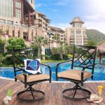 SUNCROWN Patio Metal Swivel Rocker Chairs Outdoor Dining Chairs with Cushions (Set of 2 )