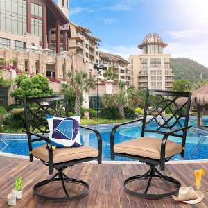 SUNCROWN Patio Metal Swivel Rocker Chairs Outdoor Dining Chairs with Cushions (Set of 2 ) img 2
