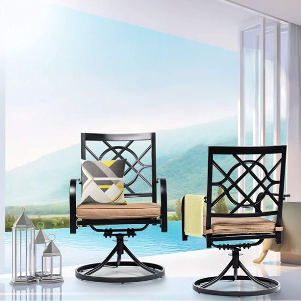 SUNCROWN Patio Metal Swivel Rocker Chairs Outdoor Dining Chairs with Cushions (Set of 2 )