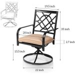 SUNCROWN Patio Metal Swivel Rocker Chairs Outdoor Dining Chairs with Cushions (Set of 2 )