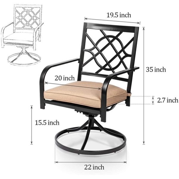 SUNCROWN Patio Metal Swivel Rocker Chairs Outdoor Dining Chairs with Cushions (Set of 2 )