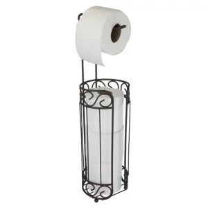Home Basics Scroll Design Toilet Paper Holder and Dispenser, Bronze