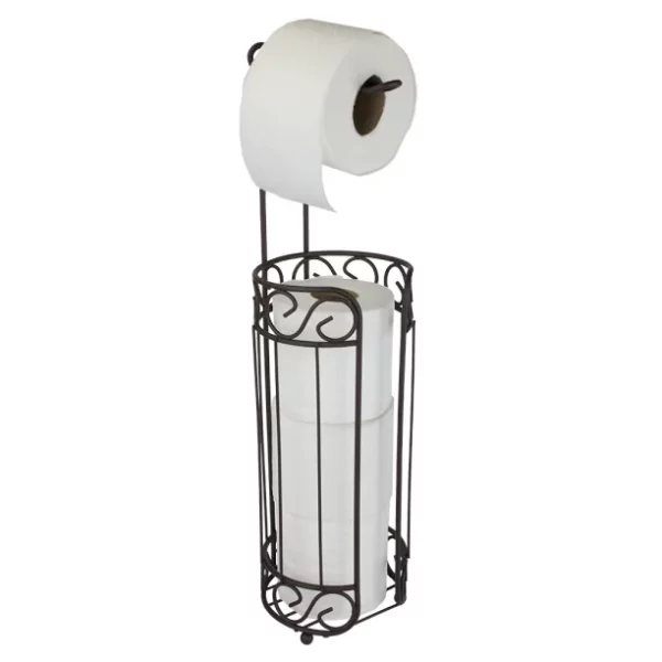 Home Basics Scroll Design Toilet Paper Holder and Dispenser, Bronze